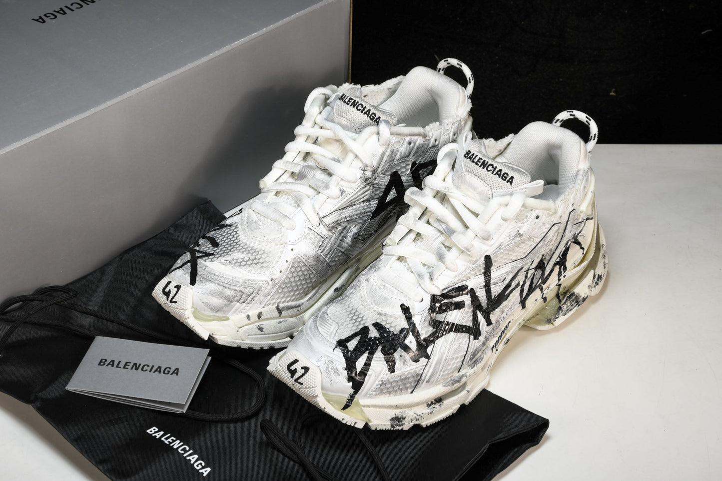 Balenciaga Runner Graffiti White Sneakers: Bold Street Style, Comfort Fit, Signature Design