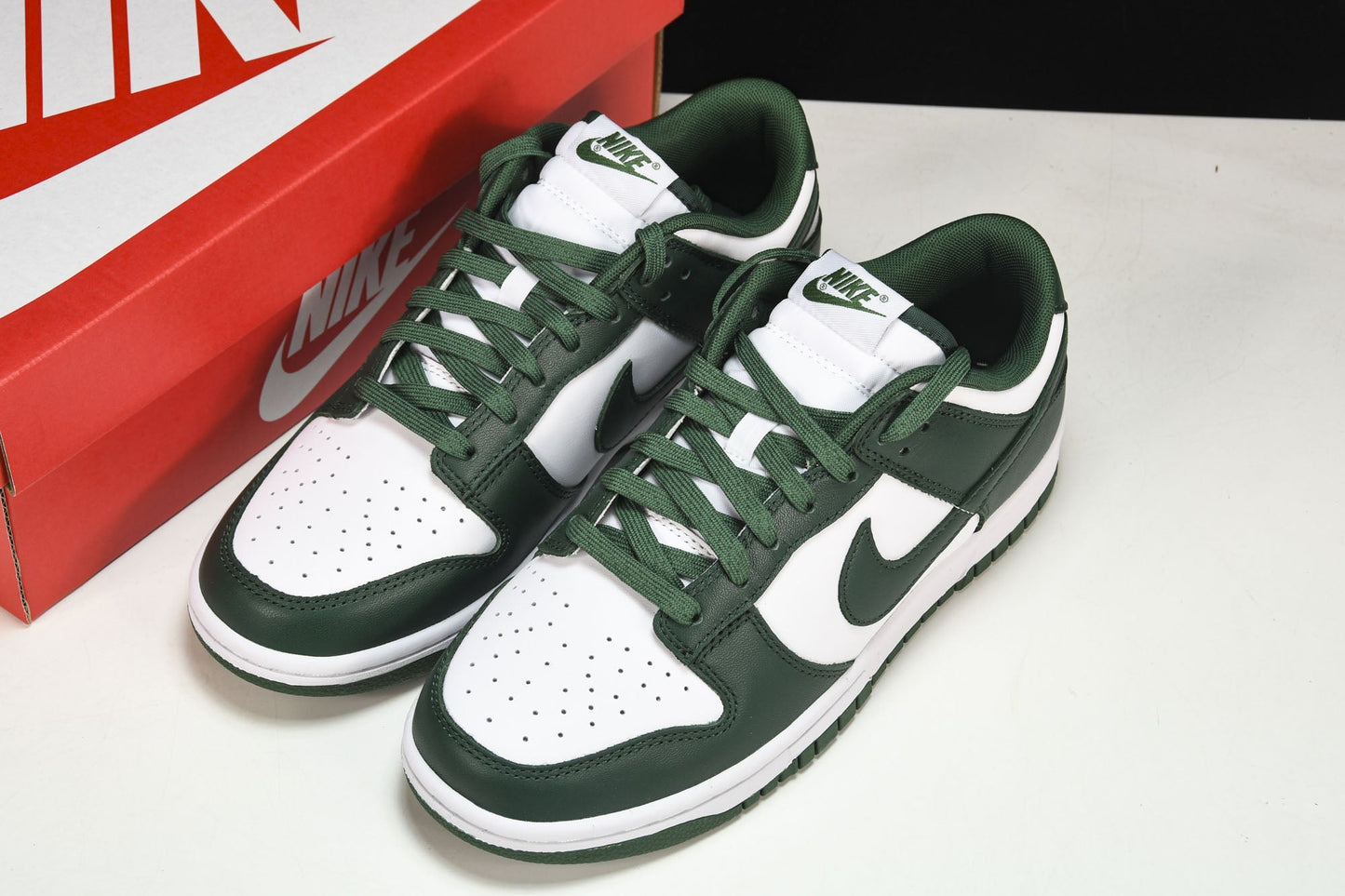 Nike Dunk Low Michigan State Varsity Green White Premium Leather Sneaker