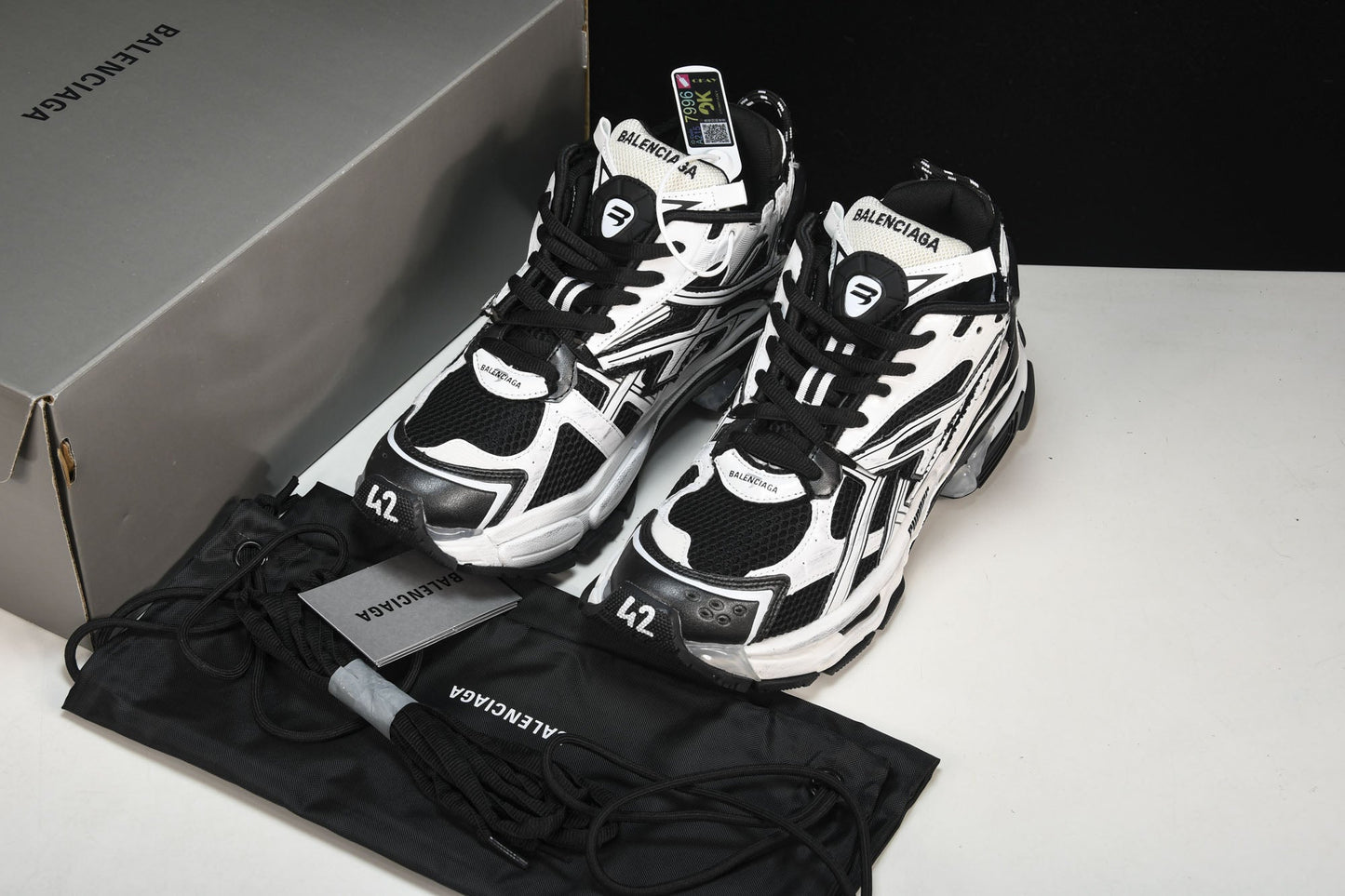 Balenciaga Runner White Black Sneakers: Elite Athletic Style, Supreme Comfort, Durable, Iconic