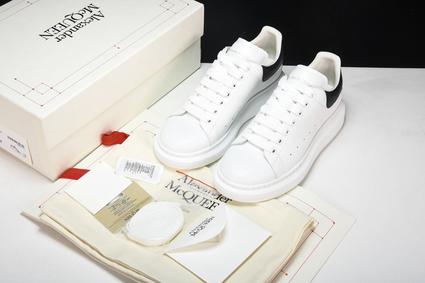 Luxury Alexander McQueen Oversized Black Leather Platform Sneakers for Men