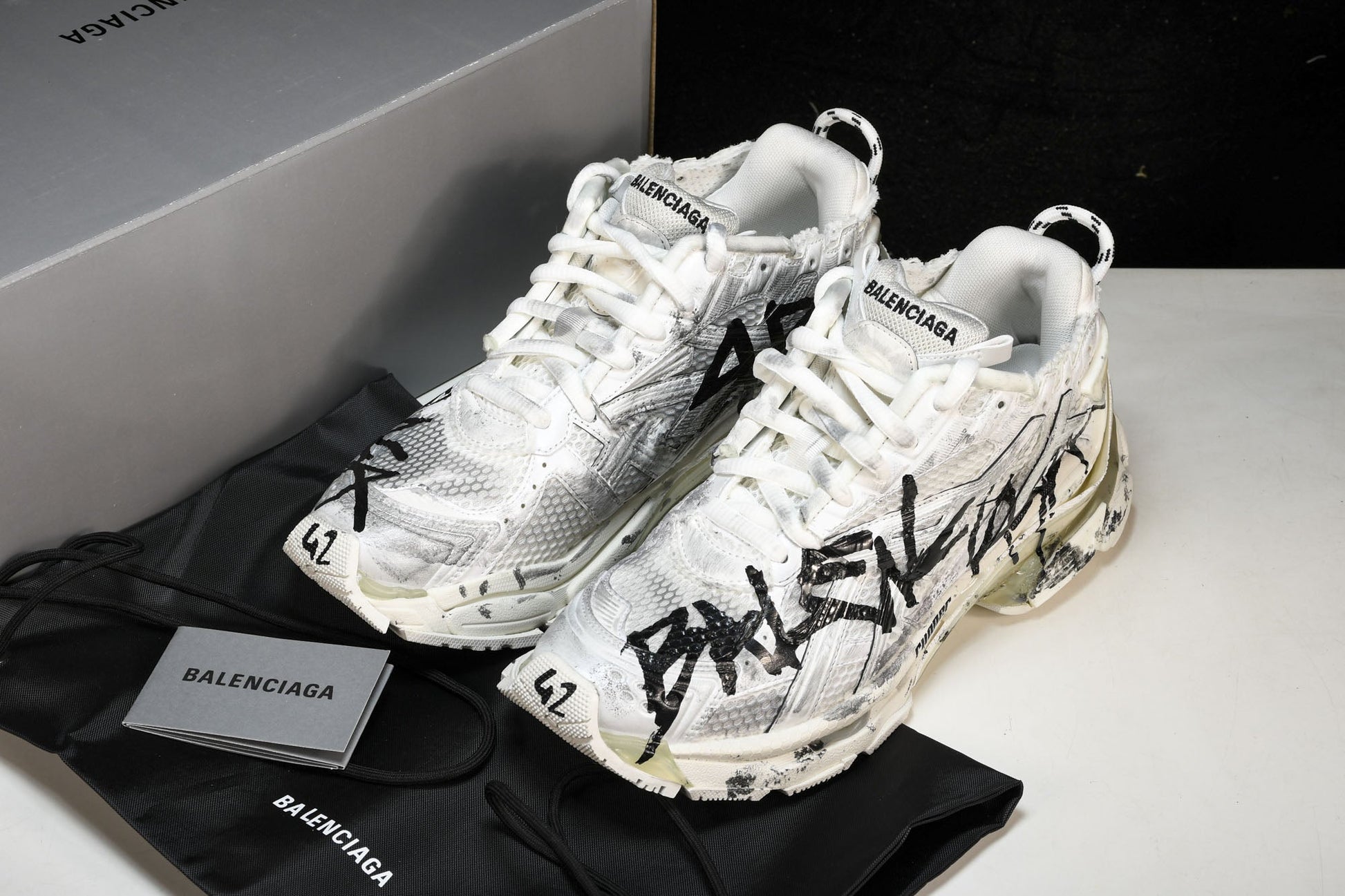 Balenciaga Runner Graffiti White Sneakers: Bold Street Style, Comfort Fit, Signature Design