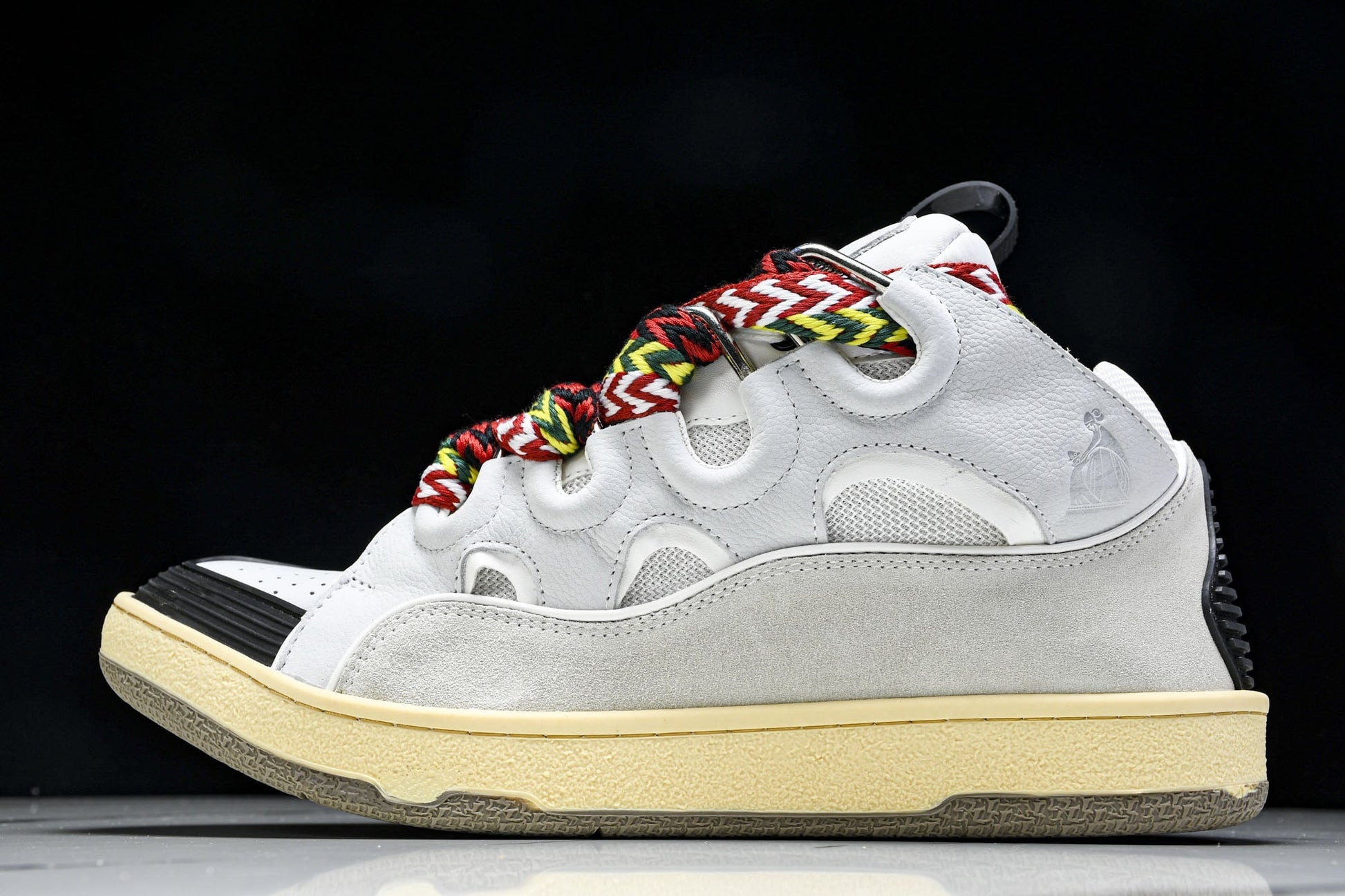 Lanvin Leather Curb Sneakers: Chunky White Ivory Designer Low-Top Shoes