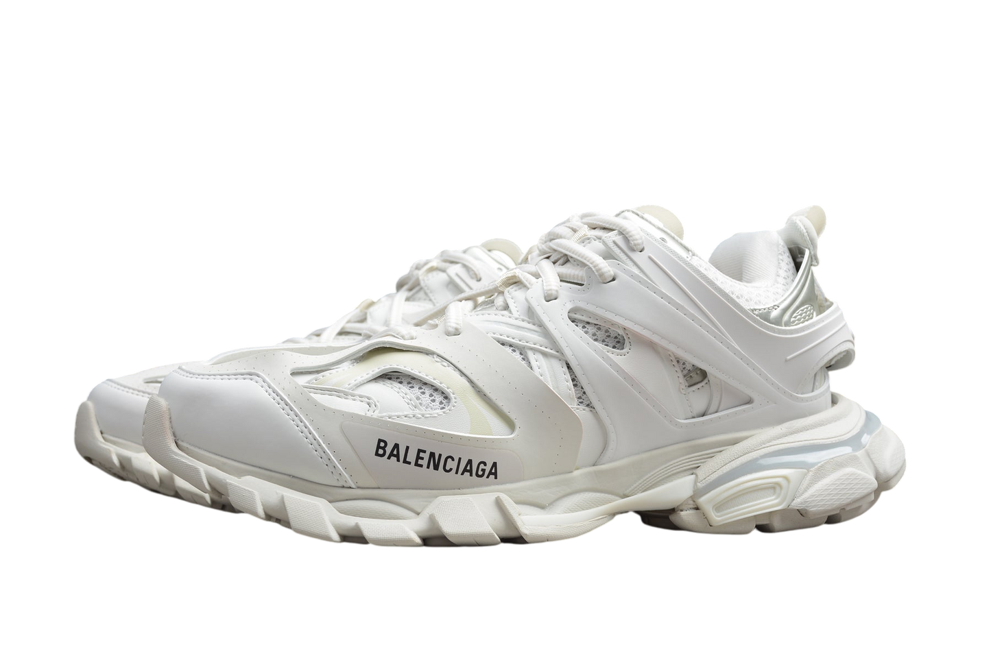 Balenciaga Track White Sneakers: Chunky Sole, Breathable Mesh, Durable Luxury