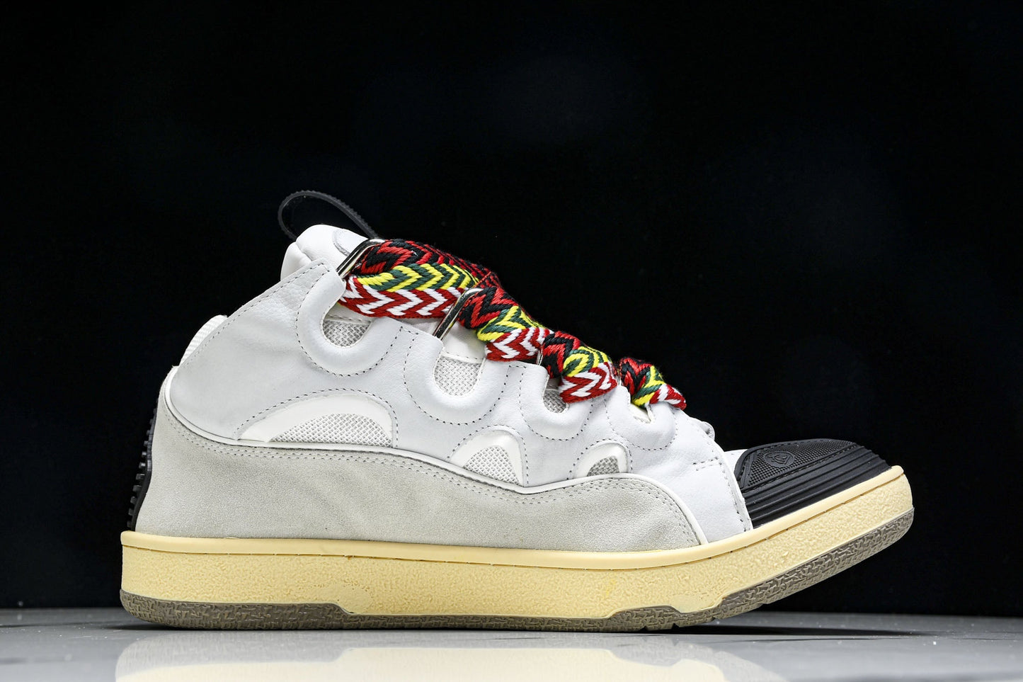 Lanvin Leather Curb Sneakers: Chunky White Ivory Designer Low-Top Shoes