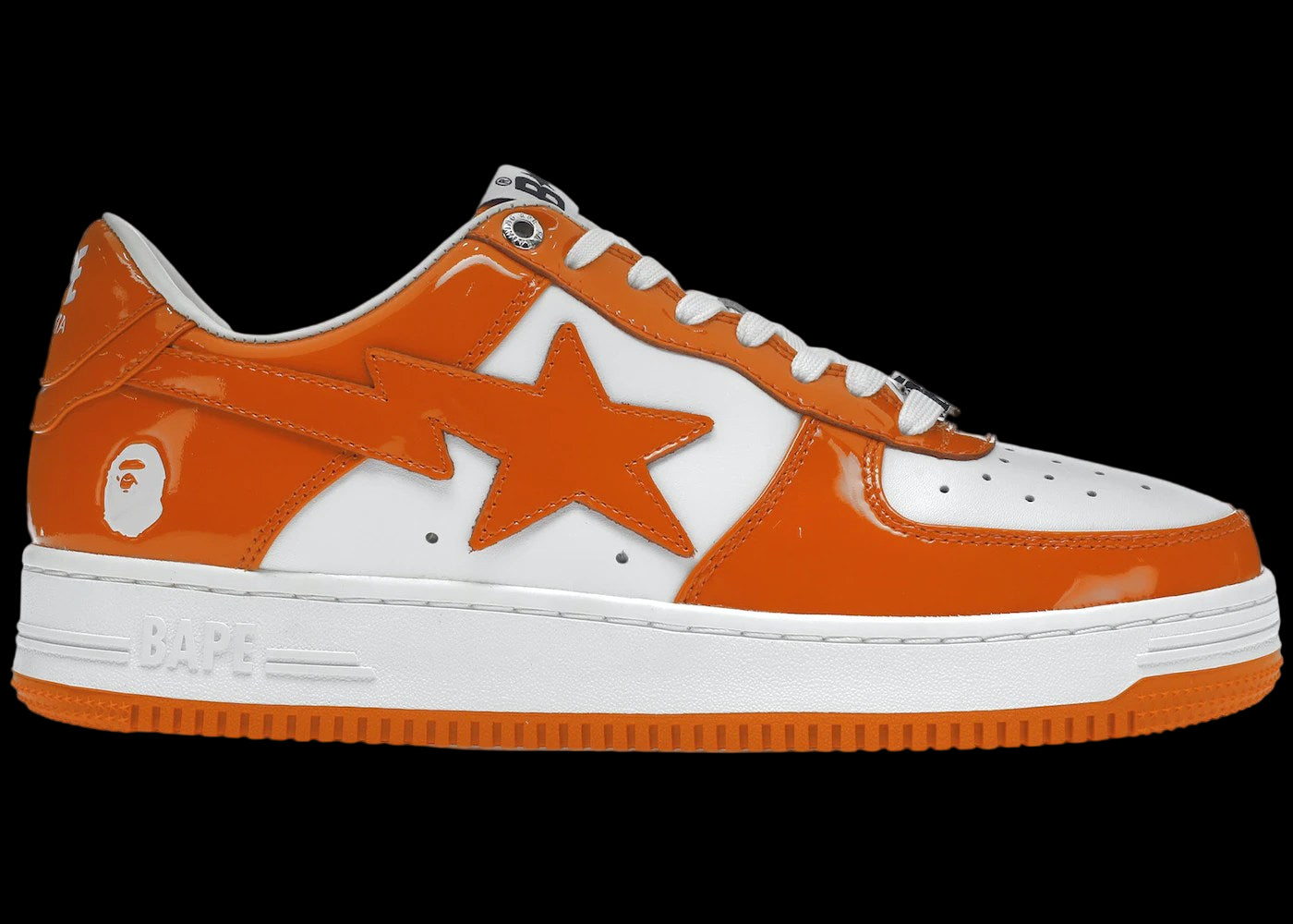 Vibrant BAPE STA Low Orange Leather Sneakers for Iconic Streetwear Style