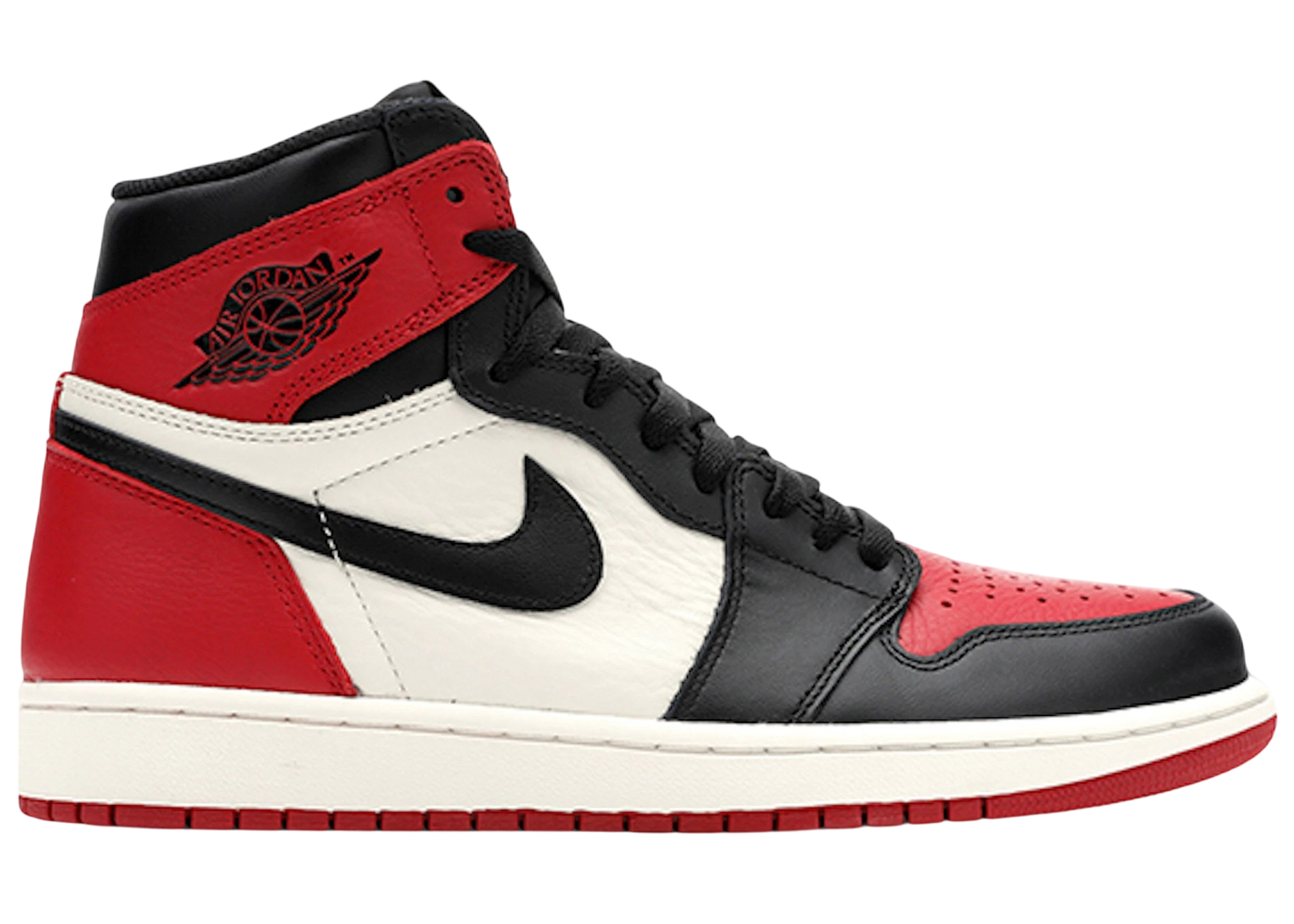 Iconic Air Jordan 1 Retro High 'Bred Toe' Premium Leather Basketball Sneakers