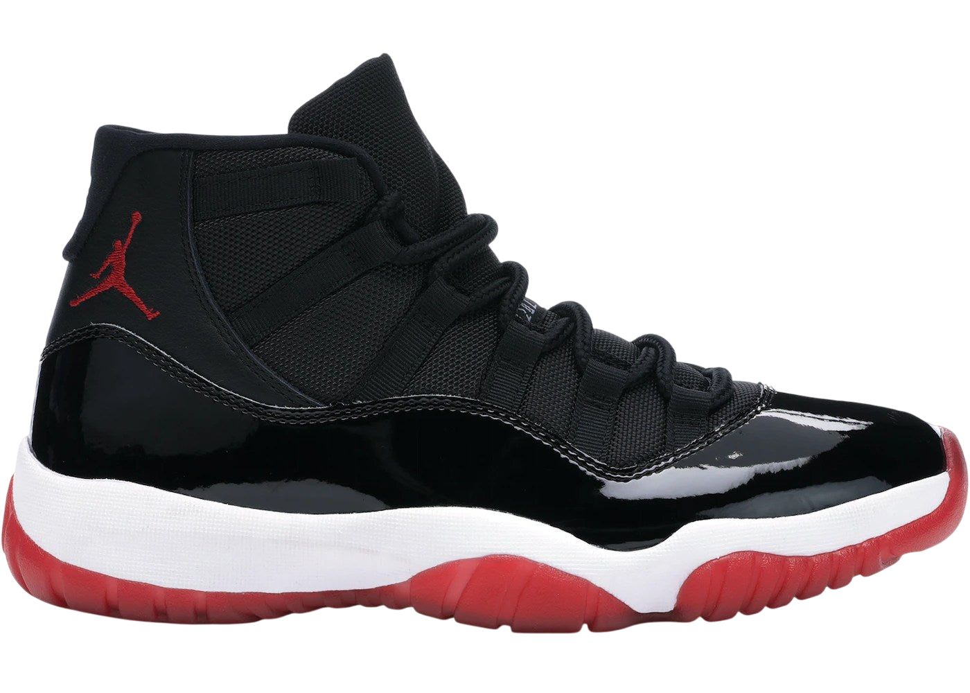 Air Jordan 11 Retro Playoffs Bred Sneakers – Iconic Black Red Basketball Shoe