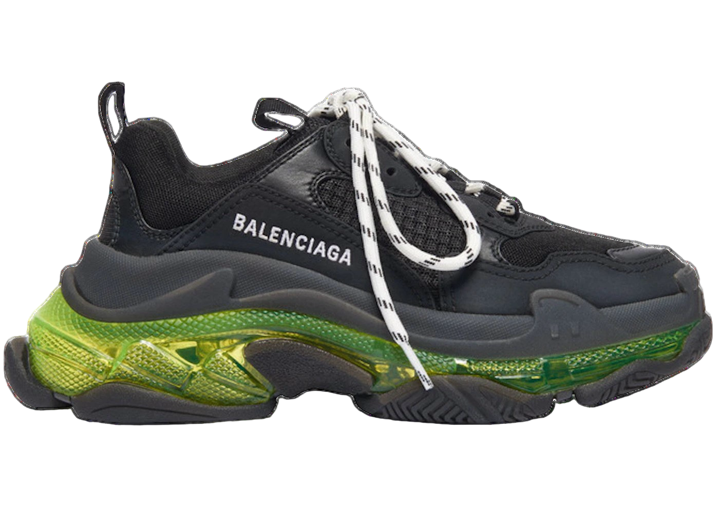 Black and green sneakers