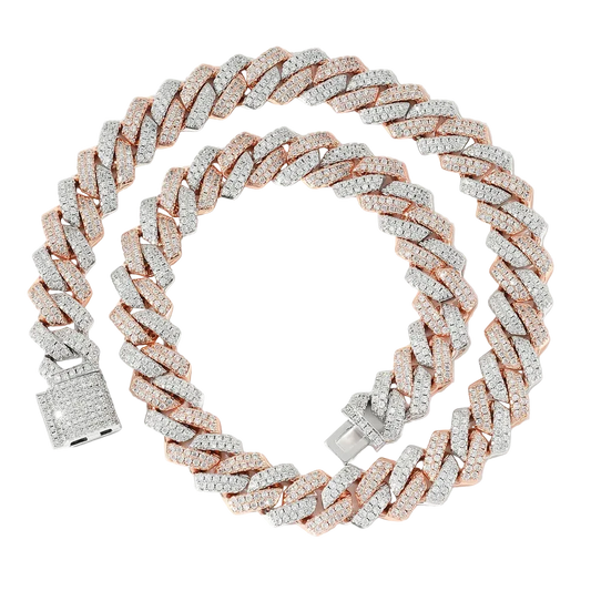 Diamond- Rose gold and silver Cuban Link chain