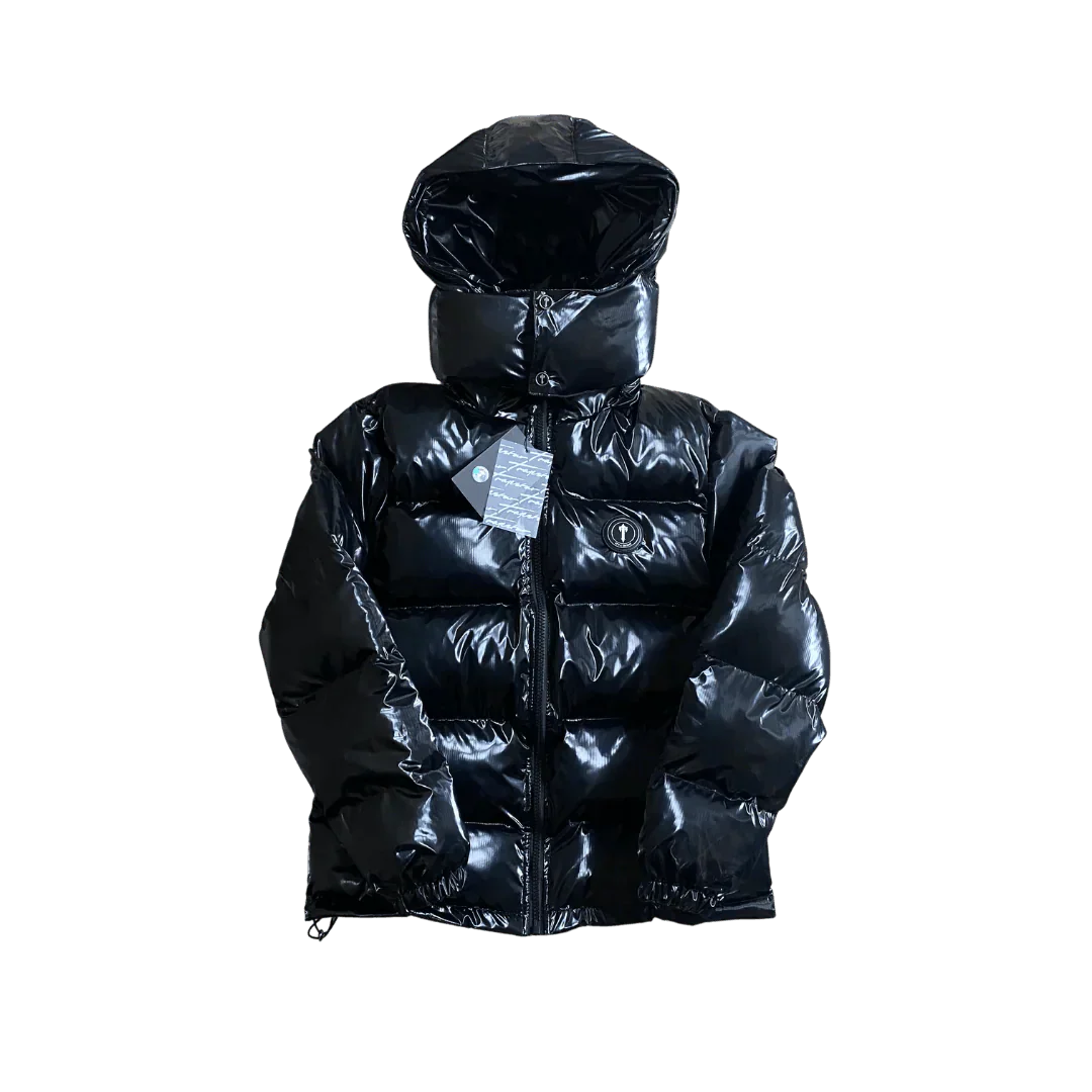 Shiny Black Irongate Hooded Puffer Jacket - VDRXPLG🔌