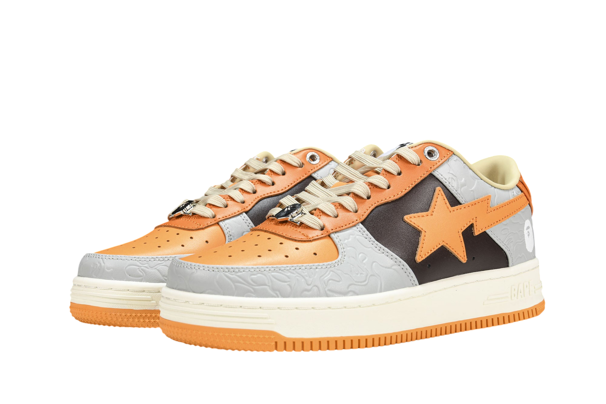 A Bathing Ape Bape Sta Low Orange Grey Streetwear Fashion Sneakers
