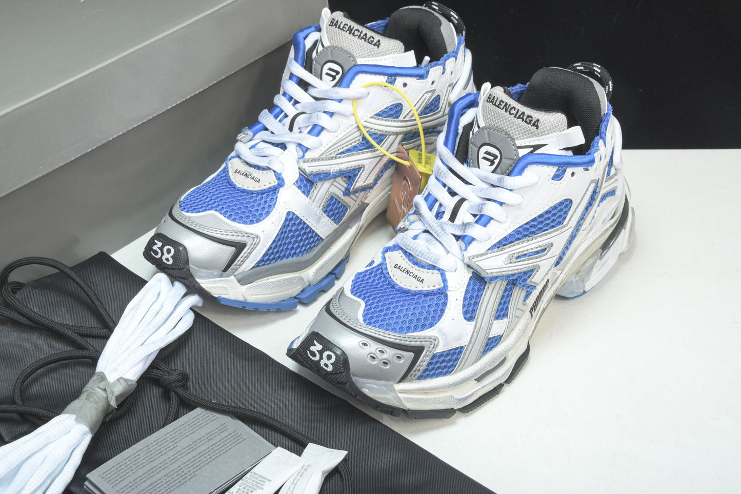 Balenciaga B Runner White Blue Men's Sneakers: Stylish Athletic Comfort Footwear