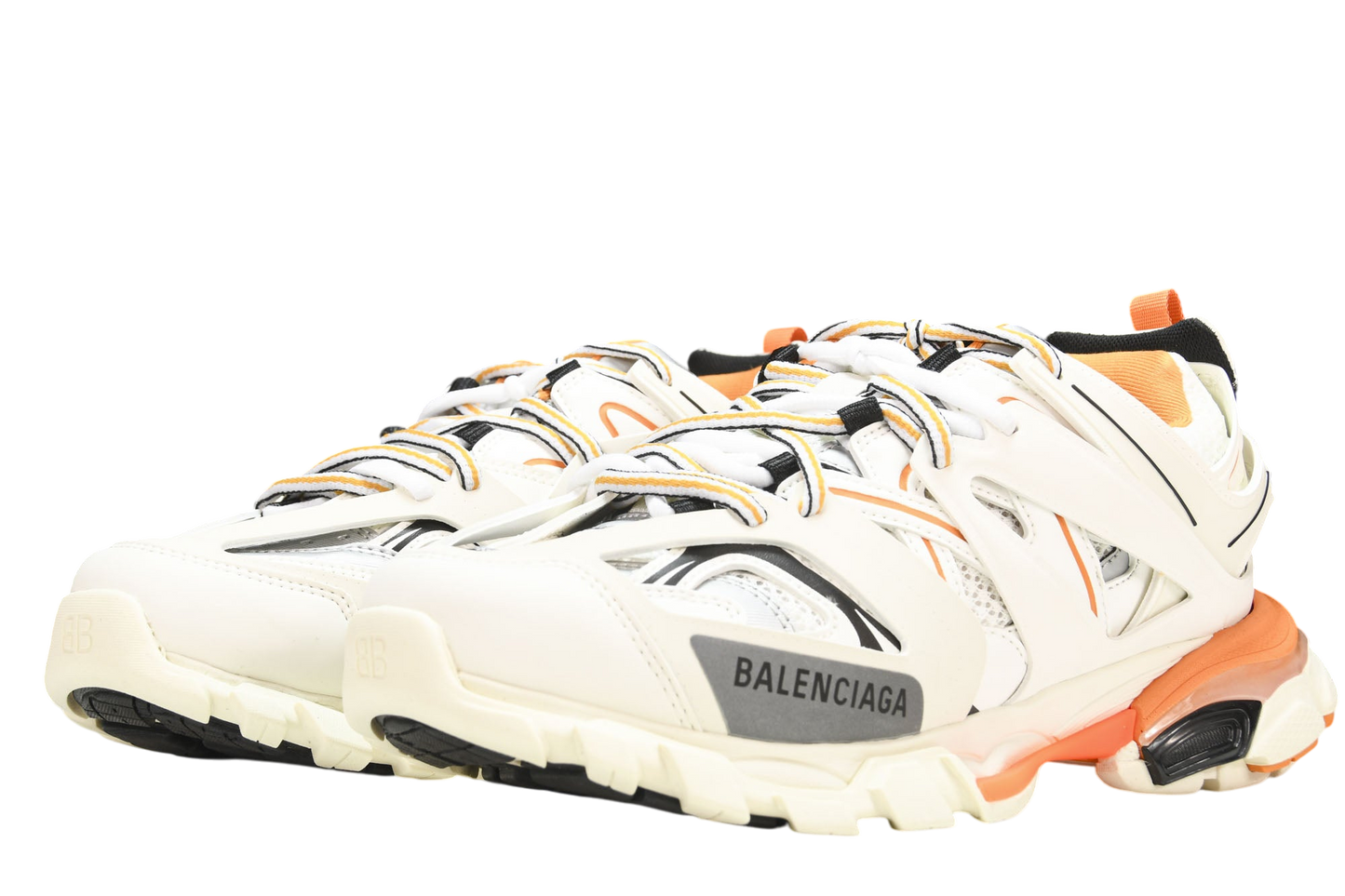 Balenciaga Track White Orange LED Sneakers - Bold Chunky Design Footwear