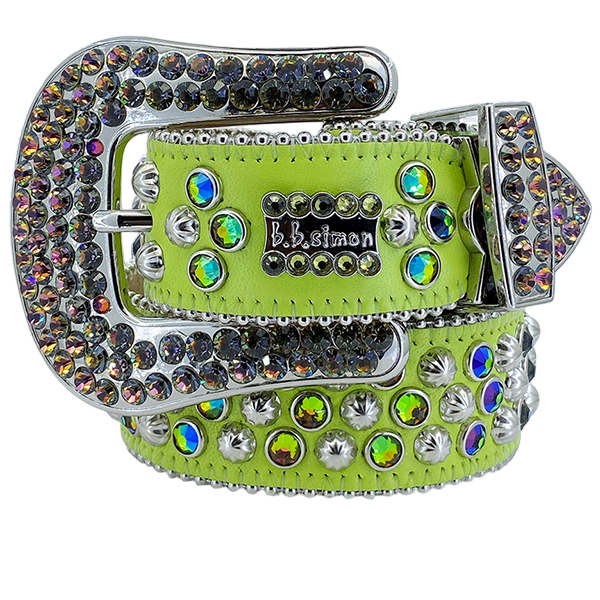 B B Simon Lavasan Dazzling Light Green Crystal Belt for Men Women