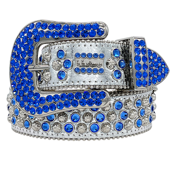 Dazzling B.B. Simon Lavasan Chrome Blue Crystal Belt - Sparkle & Style