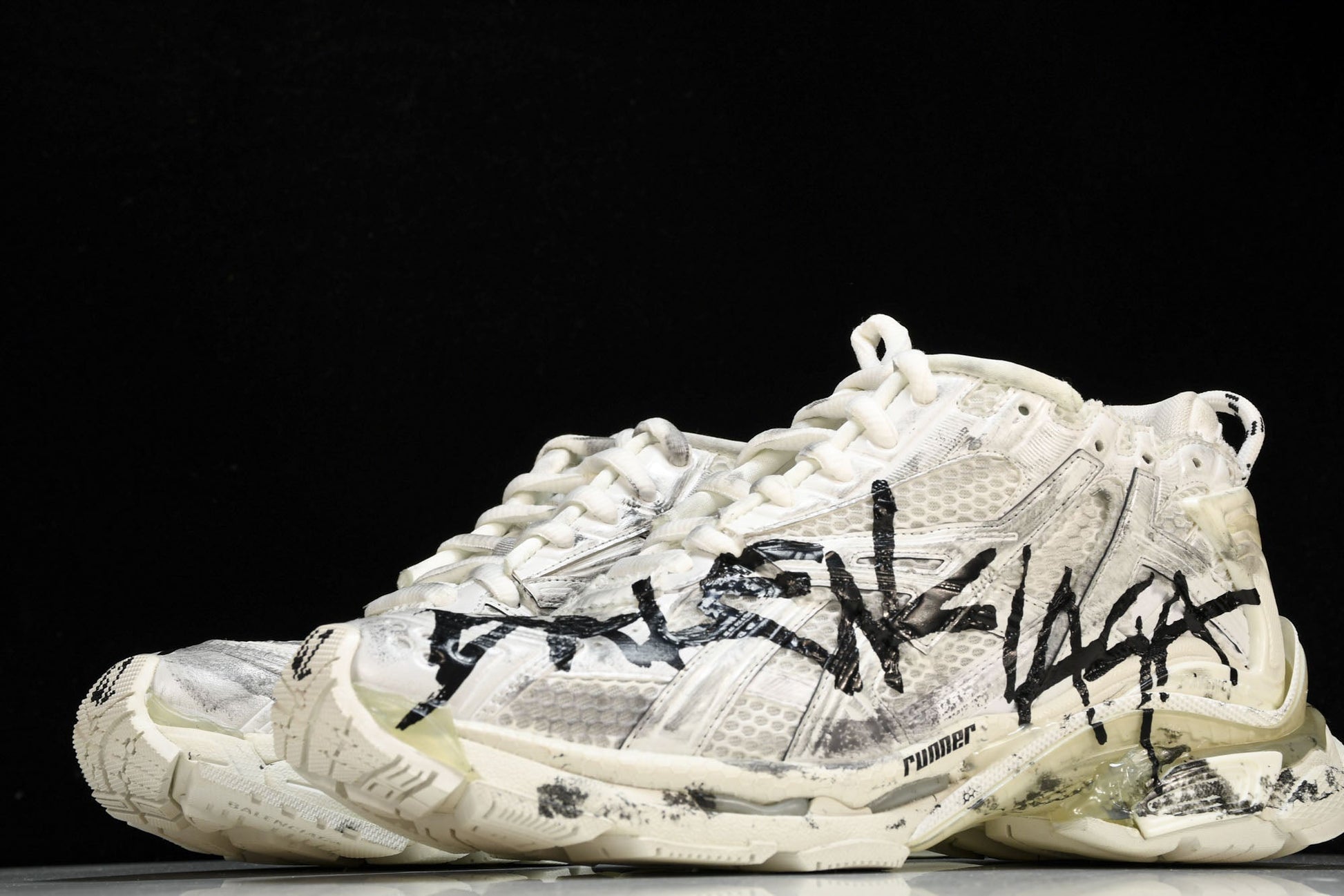 Balenciaga Runner Graffiti White Sneakers: Bold Street Style, Comfort Fit, Signature Design