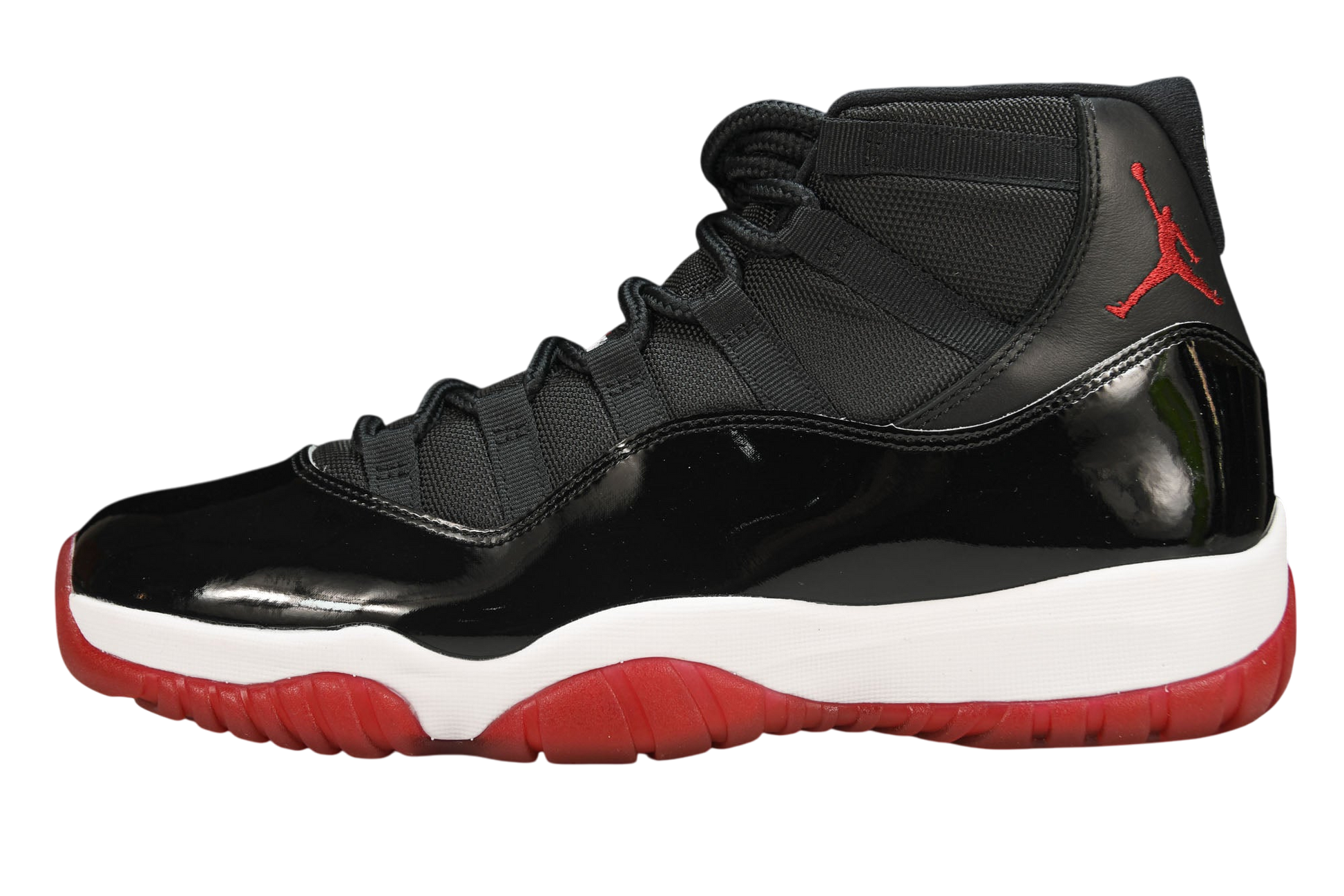 Air Jordan 11 Retro Playoffs Bred Sneakers – Iconic Black Red Basketball Shoe