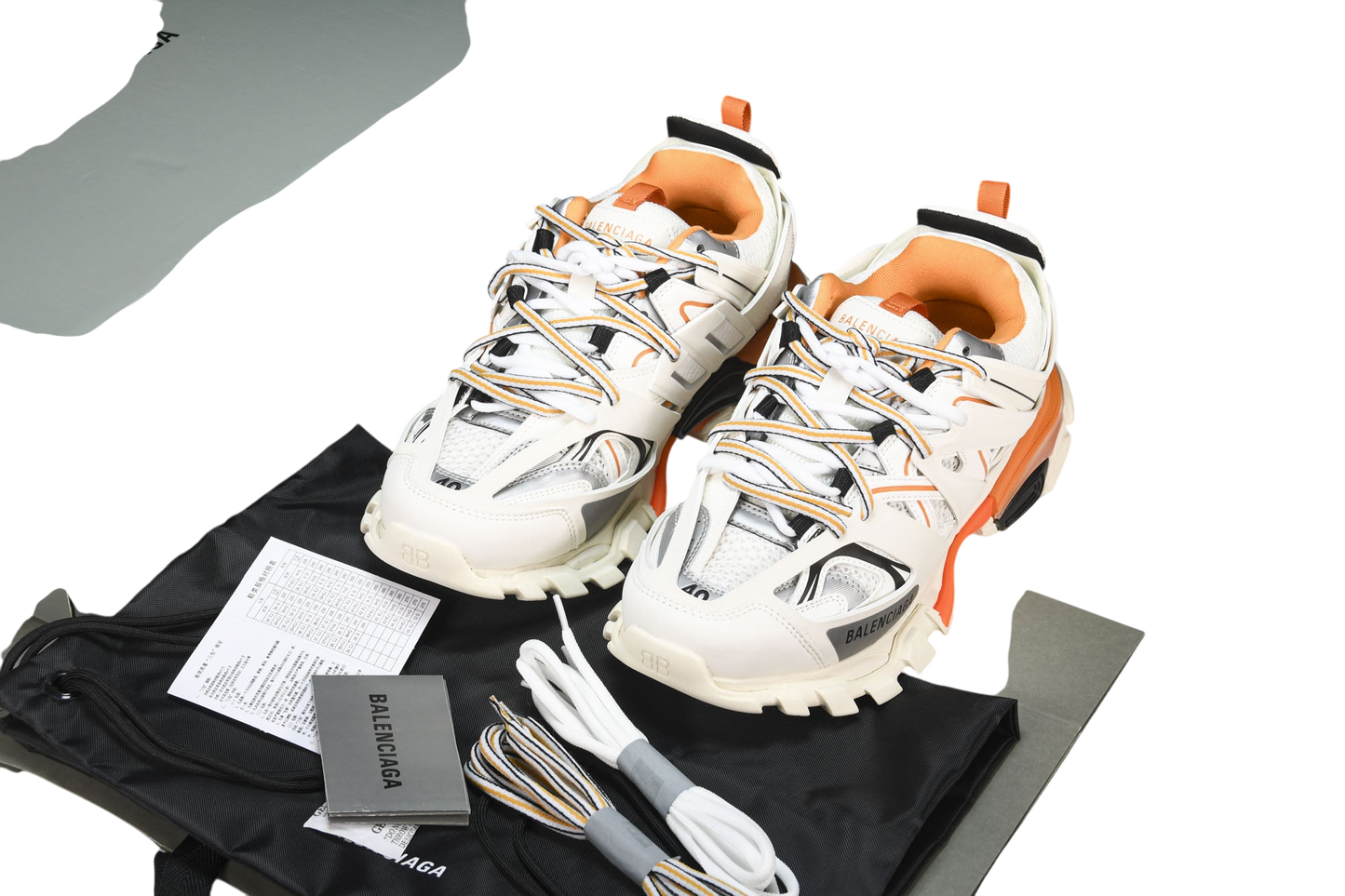 Balenciaga Track White Orange LED Sneakers - Bold Chunky Design Footwear