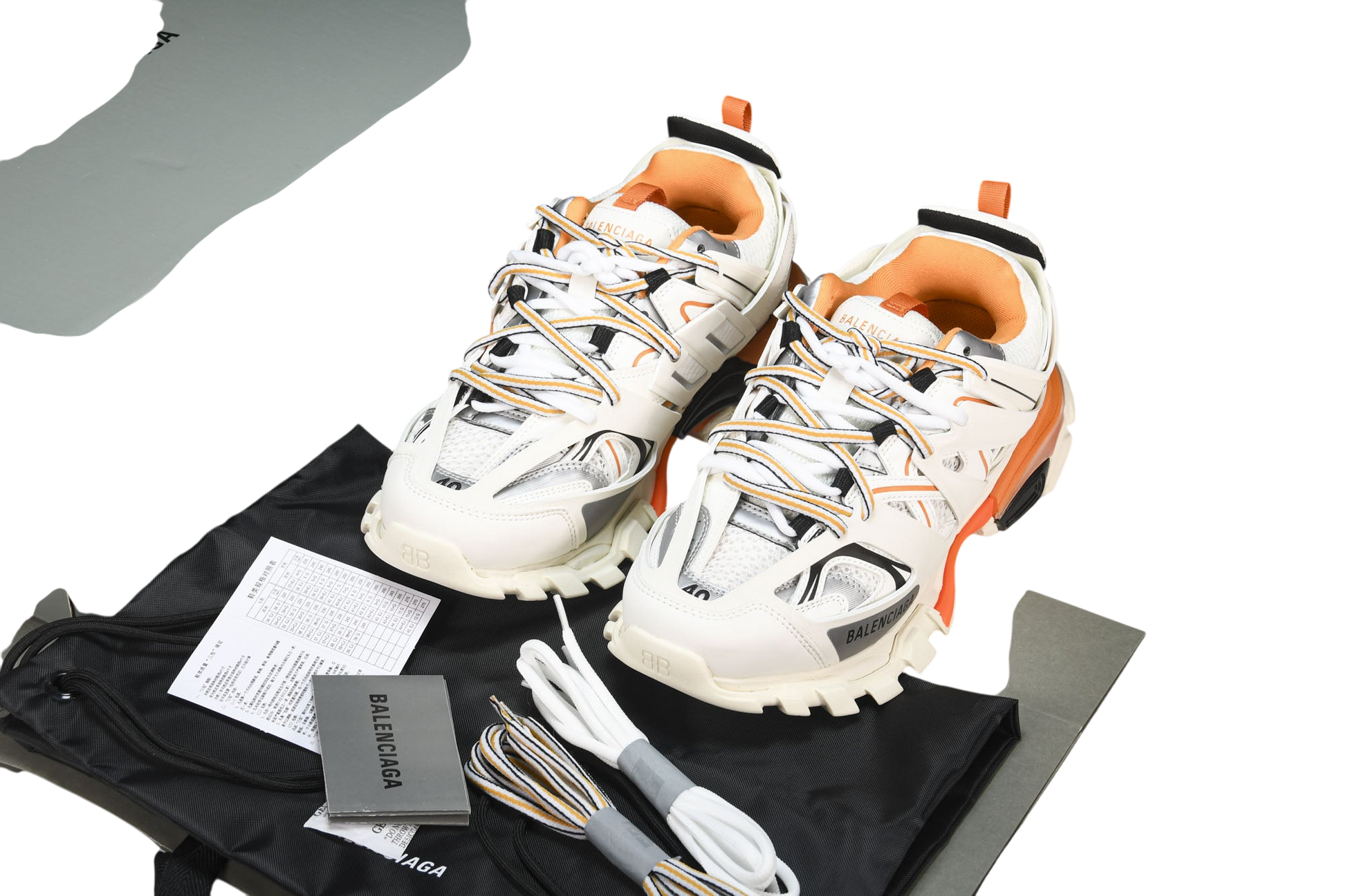 Balenciaga Track White Orange LED Sneakers - Bold Chunky Design Footwear